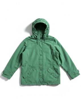 Lands’ End Hooded Rain Jacket Windbreaker Outdoor Utility Green Plus Size 1X